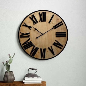 Horloge murale vintage en bois avec chiffres classiques Horloge suspendue décorative pour chambre, bureau et salle à manger, hôtel et café - Product Image 2