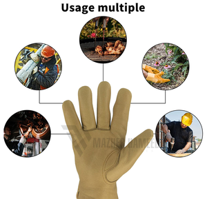 Guantes de cuero suaves y duraderos | Guantes antideslizantes de trabajo de palma para uso industrial pesado - Product Image 6