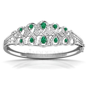 925 Sterling <b>Silver</b> Green Pear and round Diamond <b>Bracelet</b> 925 Sterling <b>Silver</b> <b>Charm</b> <b>Bracelet</b> for Women Perfect Gift for Women - Product Image 1
