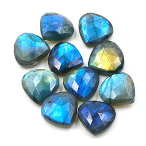 Vente en gros de pierres précieuses en labradorite en forme de cœur, taille brillante, pierres brutes pour la fabrication de bijoux, labradorite naturelle, feu bleu, brithstone - Product Image 4