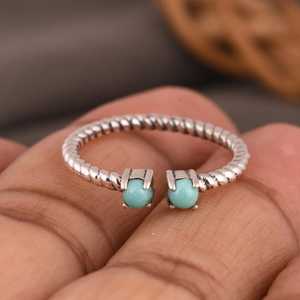 Oxidized Sterling <b>Silver</b> Turquoise <b>Ring</b> Adjustable Boho Artisan Jewelry Handmade Southwest Statement <b>Ring</b> for <b>Men</b> and Women - Product Image 6