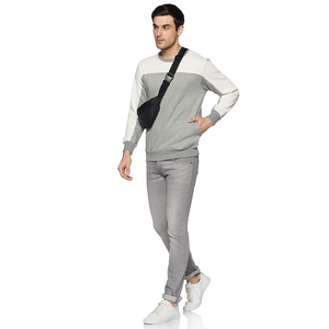 เสื้อสเวตเตอร์ผ้าฝ้าย100% สำหรับผู้ชายเสื้อสเวตเตอร์คอกลมแฟชั่นผ้าถักลายพิมพ์สีพื้นงานตามสั่ง - Product Image 3