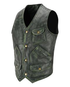 New 2025 Vest <b>Waistcoat</b> Waxed Real Cow <b>Leather</b> with Customized Size Brown <b>Men</b> 100% Genuine <b>Leather</b> Vest Wholesale Rate - Product Image 5