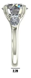 แหวนหมั้นเพชรเพาะเลี้ยงทรงกลมบริลเลียนท์ 5 กะรัต รุ่น OEM 950 Platinum พร้อมเพชรทรงลูกแพร์ 0.60-0.70 กะรัต รวมน้ำหนักเพชร IGI Certified แหวนสั่งทำพิเศษ - Product Image 5