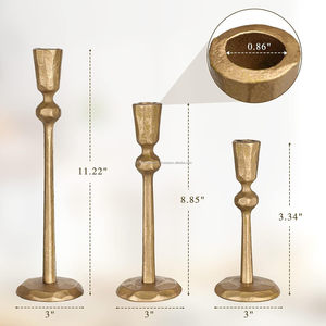 Portavelas cónico martillado de latón de hierro-Juego de 3 candelabros decorativos, candelabro para boda, comedor, fiesta - Product Image 2