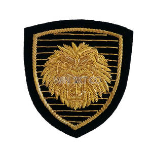 Best Quality Hand Embroidered Bullion Wire Blazer <b>Badges</b> Customized Size Leather Brass Material With Lace Decoration Custom Logo - Product Image 5