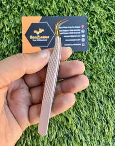 Pince à cils Beige personnalisée de haute qualité avec pointe en fibre d'acier inoxydable outils de cils de marque privée - Product Image 3