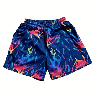 Shorts de bain pour homme, bleus, imprimé dessin animé, taille mi-haute, élastique, séchage rapide, décontractés, tricotés, 100% polyester - Product Image 3