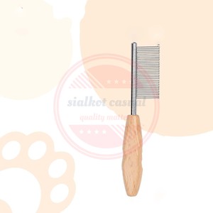 Herramientas de aseo para mascotas de uso diario de acero inoxidable \ peines de pulgas profesionales al por mayor para perros y gatos con mango de madera - Product Image 2
