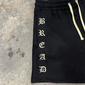 Summer Unisex <b>Drawstring</b> High Waist Workout Shorts Custom Logo Athletic Gym Embroidered Acid Wash Cotton Shorts - Product Image 4