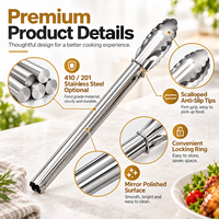 Pinces de cuisine en acier inoxydable de qualité alimentaire pour barbecue, service et salade, avec anneau de verrouillage coulissant pour restaurant