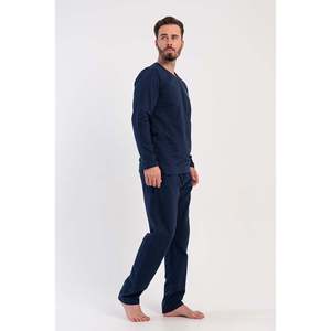 Conjunto de Pijama de Manga Larga con Cuello Redondo y 2 Hilos para Hombre CEPLI - Azul Marino - Azul Marino - Product Image 3