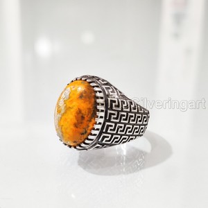 Bague en argent sterling 925 pour homme, bijou de naissance en jaspe, bourdon naturel, toutes tailles, bijoux de fête arabe - Product Image 2