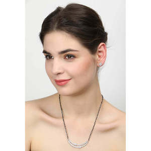 Compre un Conjunto de Mangalsutra de Plata Pura, Joyería Fina con Diamante de Corte Esmeralda Chapado en Oro, para Regalo de Boda o Fiesta para Esposa - Product Image 6