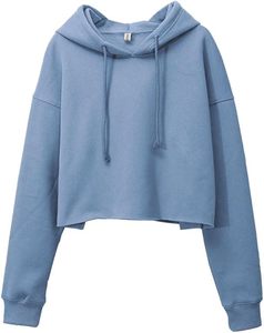 Sudadera con capucha de forro polar de manga larga para mujer con logo personalizado, estilo urbano, para gimnasio, top corto informal para mujer - Product Image 1