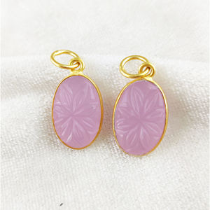 Citrine จี้แกะสลักลายดอกไม้,จี้ทรงรีสีทองเงินแท้925เครื่องประดับอัญมณีแกะสลัก - Product Image 6