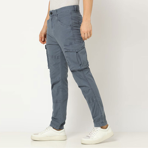 Pantalon cargo 100% coton de grande taille pour hommes, taille haute, motif droit, style décontracté pour les entraînements et les vêtements en plein air - Product Image 2
