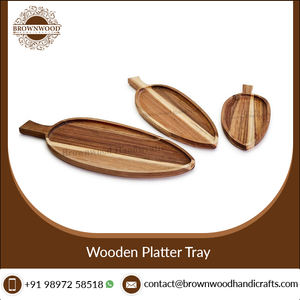 Bandeja de madera de Acacia sólida hecha a mano, Juego de 3 con acabado de madera Natural de buena calidad, gran oferta - Product Image 5