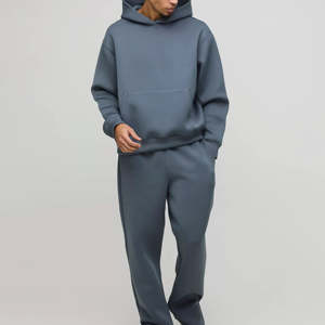 Ensemble de survêtement en molleton de polyester surdimensionné pour hommes, automne, tissu doux, écologique, anti-froissement, logo personnalisé, jogging haut de gamme - Product Image 5