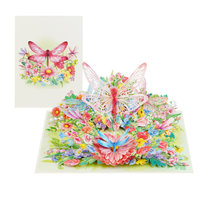 Production de cartes en papier 3D avec motif de libellule florale pour le marché des cadeaux en gros - Product Image 1