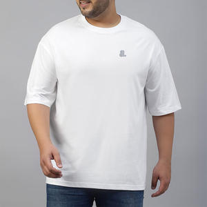 Nouveau T-shirt pour homme en coton et fibre de bambou, couleur unie, surdimensionné, lourd, vintage, taille plus, respirant, uni - Product Image 2