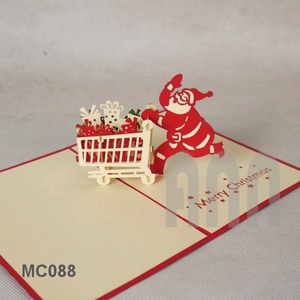 Custom 3D Pop up Santa Trolley Greeting <b>Cards</b> Christmas Thank You <b>Card</b> <b>Printer</b> Made in Vietnam Paper Material - Product Image 1
