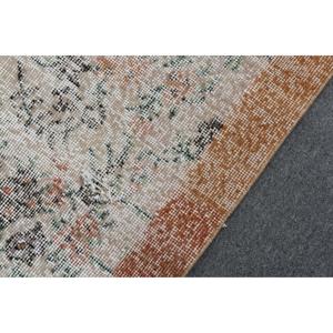 3.6x6.7 ft Vintage Area Rug, <b>Brown</b> White Turkish Floral <b>Wool</b> Rug - Product Image 5