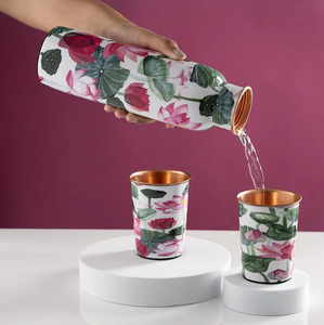 Ak Brass Nature Love Impreso Botella De Cobre Con Vidrio - Product Image 3