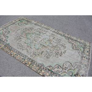 Vintage Turkish Rug Classic Beige Green 4.7 X 8.3ft Patchwork Design Wool Material Latex Backing for Living Teens Bedside Rug - Product Image 4