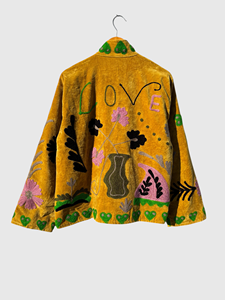 Veste en lin brodée de fleurs jaunes, col montant, manches longues, style Prairie Chic, vêtements de printemps pour femmes - Product Image 2