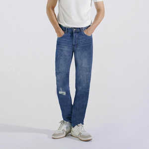 OEM Manufacturer Customization <b>Men</b> Large Size Loose Straight <b>jeans</b> <b>High</b>-<b>waisted</b> 100% Cotton Leisure Denim - Product Image 1