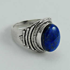 Handmade Bohemian 925 Sterling Silver <b>Ring</b> Comes With Oval Cut <b>Lapis</b> <b>Lazuli</b> Gemstone Perfect For Wedding & Party Boho Jewelry - Product Image 1