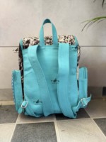 Sac à dos élégant en cuir de vachette, sculpté à la main, couleur turquoise, unisexe, magnifique sac de créateur, sac multi-usages
