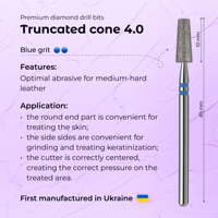 Fraise à ongles professionnelle en diamant, forme cône coupé, 4,0 mm, grain bleu, pour manucure et pédicure, compatible lime électrique, vente en gros