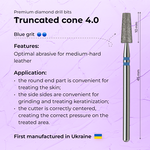 Broca Profesional de Diamante para Uñas, Forma de Cono Truncado, 4.0 mm, Grano Azul, para Manicura y Pedicura, Venta al Por Mayor - Product Image 3
