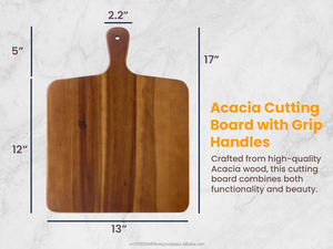 Plato cuadrado de madera de acacia para servir con asa para cortar y picar carne, tablas de charcutería amigables para restaurantes - Product Image 5