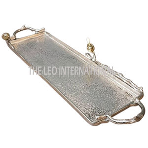 Nouveau plateau poli brillant en verre d'aluminium de forme ronde de luxe pour le plateau classique de restaurant d'hôtel à la maison - Product Image 6