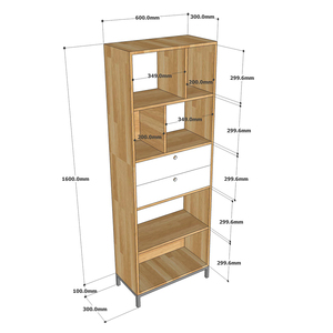 Rubberwood <b>Bookshelf</b> with Iron Base KS68155 Standing Type for Living Room Installation - Product Image 4