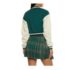 Abrigo corto de estilo clásico para mujer, chaqueta de cuero auténtico, chaqueta universitaria para mujer - Product Image 4