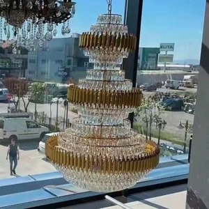 Thiết kế sang trọng trang trí trong nhà ánh sáng lớn khách sạn nhà thờ cầu thang tùy chỉnh lớn <span class=keywords><strong>LED</strong></span> Đèn Chùm Pha Lê - Product Image 3