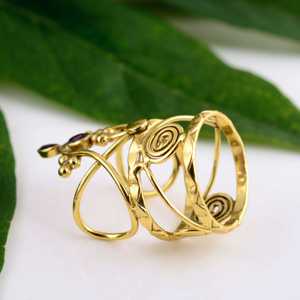 Latest Design Boho <b>Crown</b> <b>Ring</b> Gemstone Brass <b>Ring</b> for Women 18k Gold Plated Tribal Swirl Armor <b>Ring</b> for Wholesale/OEM/ODM - Product Image 6