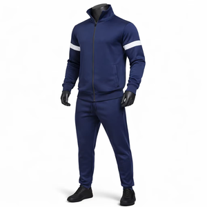 Conjunto Deportivo Unisex Azul Marino, Manga Larga con Cierre, Estilo Casual para Correr, Color Sólido, Transpirable, Poliéster y Algodón, Ropa de Invierno de Secado Rápido 2 - Product Image 3