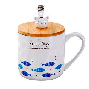 Tazza in Ceramica a Forma di Gattino, Resistente e Robusta, Dipinta a Mano, Design Moderno con Coperchio e Cucchiaio, Lavabile in Lavastoviglie e Utilizzabile nel Microonde, Regalo Perfetto - Product Image 2