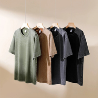 Boxy Fit Acid Wash Rose Chaud T-Shirt Goutte Épaule Oversize Design Vintage Lourd Tricoté 100% Coton Plus Respirant Léger