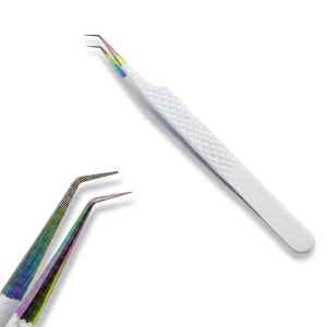 Las mejores pinzas de pestañas de aislamiento Diseño personalizado Herramienta de extensión de pestañas de acero sólido con punta puntiaguda Logotipo sostenible - Product Image 3