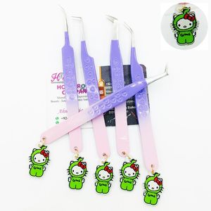 Pinzas de pestañas de Hello Kitty Charms de calidad superior Pinzas de extensión de pestañas de gatito Grinch de acero inoxidable Pinzas de gatito de visón - Product Image 1
