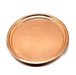 Plateau de service de forme ronde gravé en cuivre plateau de service en cuivre de la meilleure qualité pour les restaurants - Product Image 2