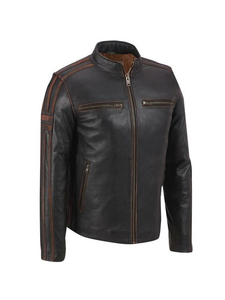 Chaqueta de cuero de motorista para hombre de invierno y otoño, chaqueta bomber OEM, venta al por mayor, nueva moda 2024, personalizada, clásica, ajustada - Product Image 3