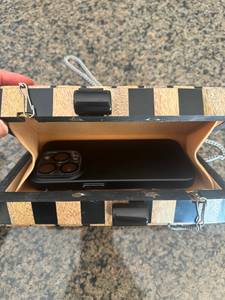 Exquisito tablero de ajedrez embrague de madera colección de elegancia bolso de noche hecho a mano con detalles acrílicos regalo para su regalo de San Valentín - Product Image 4