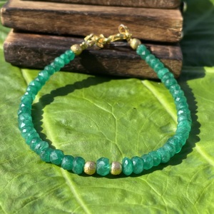 Delicate Natural Green Emerald Gemstone <b>Bracelet</b> Beaded Faceted Rondelle Beads <b>Stone</b> Jewelry HAYAAT <b>GEMS</b> HG-623 Third Party - Product Image 2